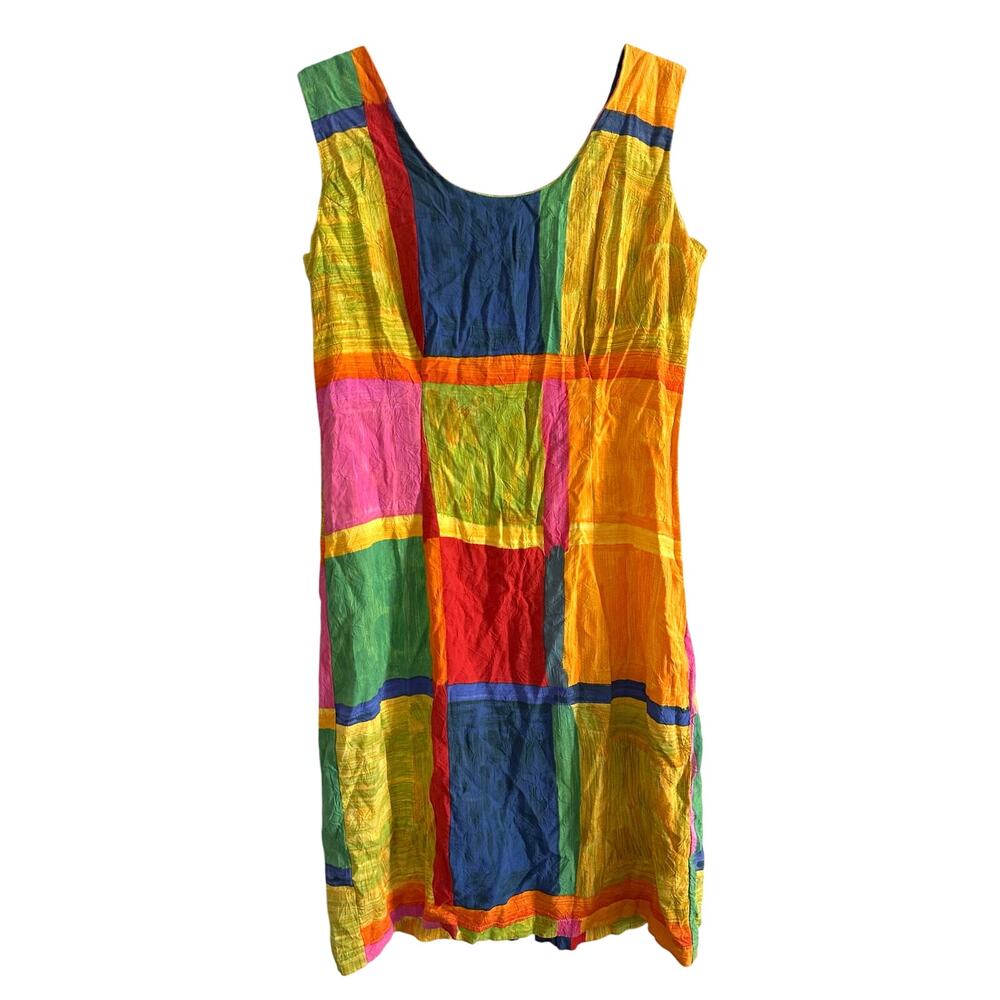 JAMS WORLD Vintage Mini Dress Carib Square Colorblock Print 90s  - Sz Small